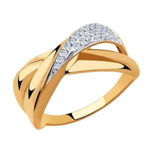 Кольцо, золото, фианит, 018286